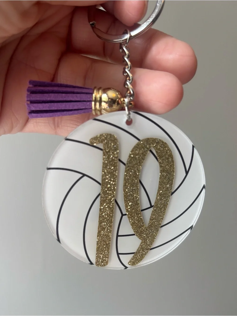 Custom Tassel Volleyball Keychain - Personalized Glitter Number/Name